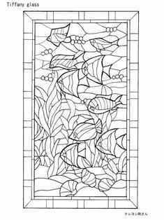 熱帯魚たちのステンドグラスの塗り絵 Tiffany Glass 大人の塗り絵ー無料新着ぬりえ