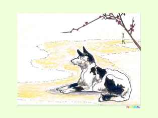 尾形月耕の犬の浮世絵の塗り絵 今日の浮世絵